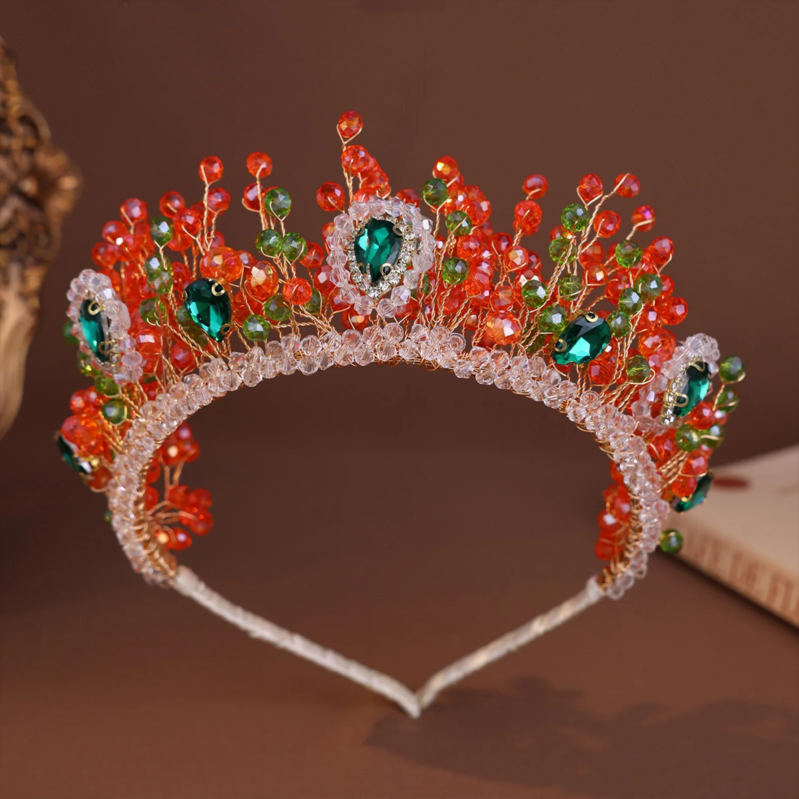 

Red/Green Crystal Beads Headbands Women Girls Birthday Party Hair Jewelry Light Luxury Bride Wedding Hairbands Hair Ornametns