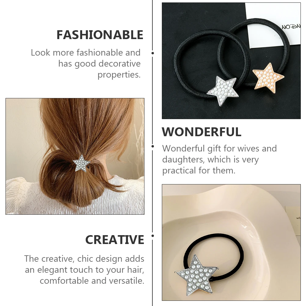 

3pcs Pearl Star Hair Rope Multi-functional Scrunchies Practical Creative Premium Elastic Textured Accessories Stylish Hair Tools