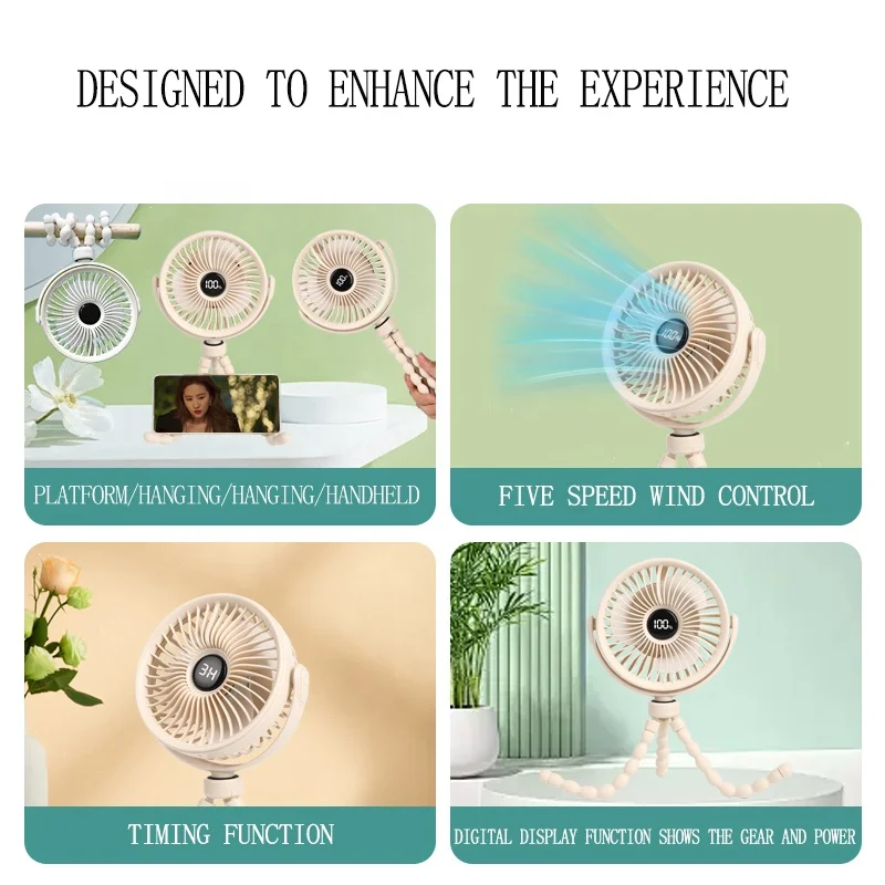 عالية الجودة المحمولة عربة أطفال صغيرة مروحة قابل للتعديل سرعة سيارة كهربائية السفر في الهواء الطلق استخدام مروحة الأخطبوط USB الصغيرة