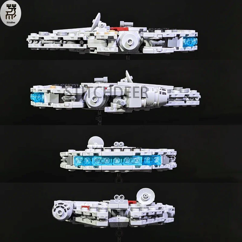 Light Cargo Ship MOC Millennium Falcon & Outrider 2.0 Micro Scale Building Blocks Spacecraft DIY Assemble Toy Brick Holiday Gift