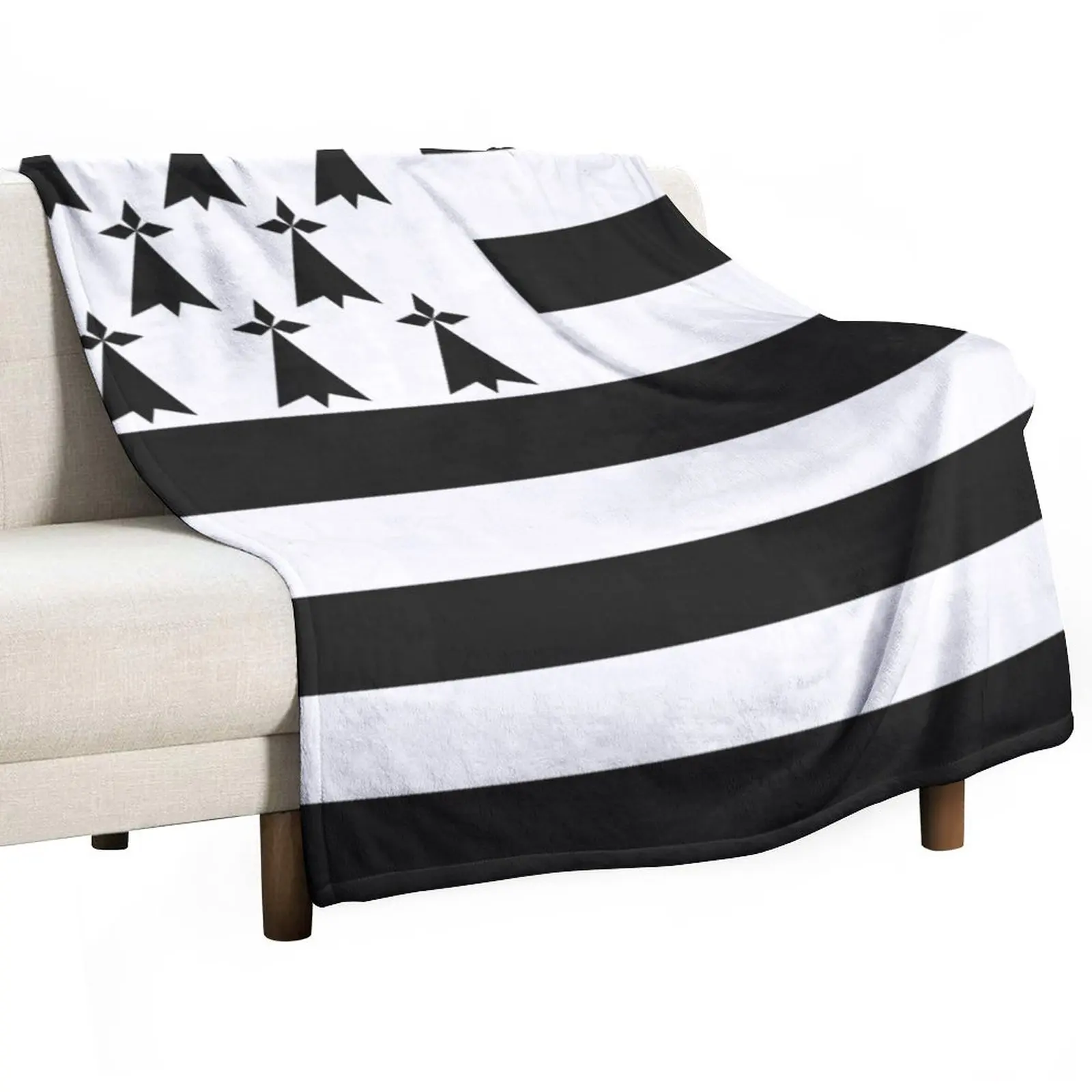 

Flag of Brittany Drapeau Breton Gwenn-ha-du Ermine black and White HD HIGH QUALITY ONLINE STORE Throw Blanket Beach Blankets