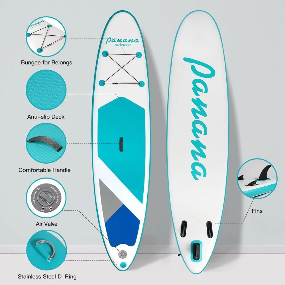 Inflatable Stand Up Paddle Board 10'/10'8''x30''/32''x6'', Non-Slip Deck, Paddle, Pump, Leash, Backpack for Adults & Youth Begin
