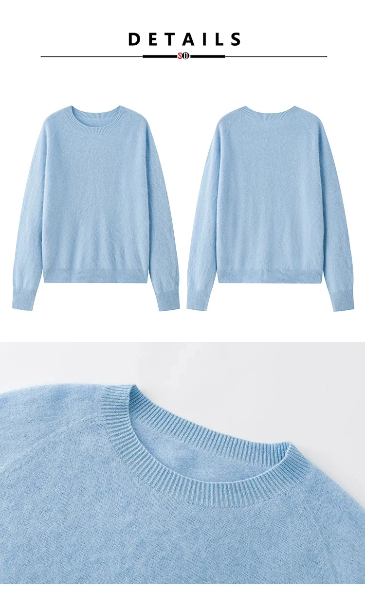SuyaDream, vielseitiger Damen-Strickpullover für Herbst und Winter, Strickpullover aus gebürsteter Wolle, V-Ausschnitt, langärmlig, lässiger Pullover – Detail 14