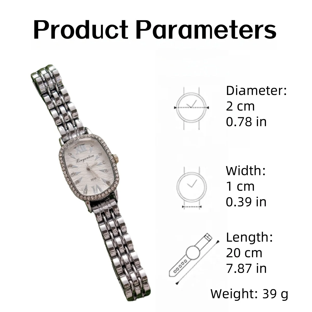 Шикарные женские кварцевые часы, прямоугольный циферблат с принтом, безель, тусклые стразы, обтекаемый браслет, аксессуары для часов, ювелирные изделия, подарок