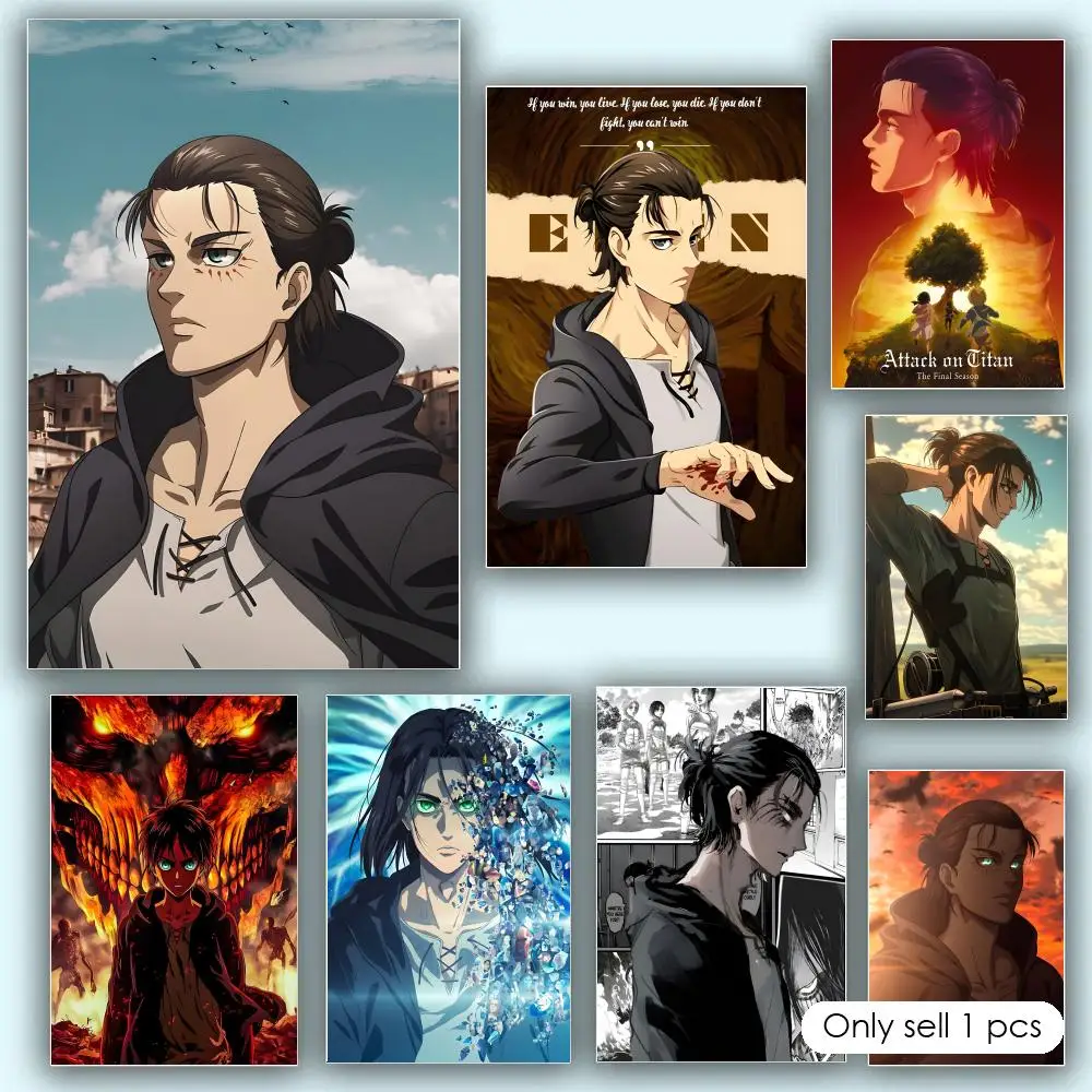 Eren Jaeger Lightweight Wall Decor Poster Sharp Image Rich Tones Fade Resistant Library Printing