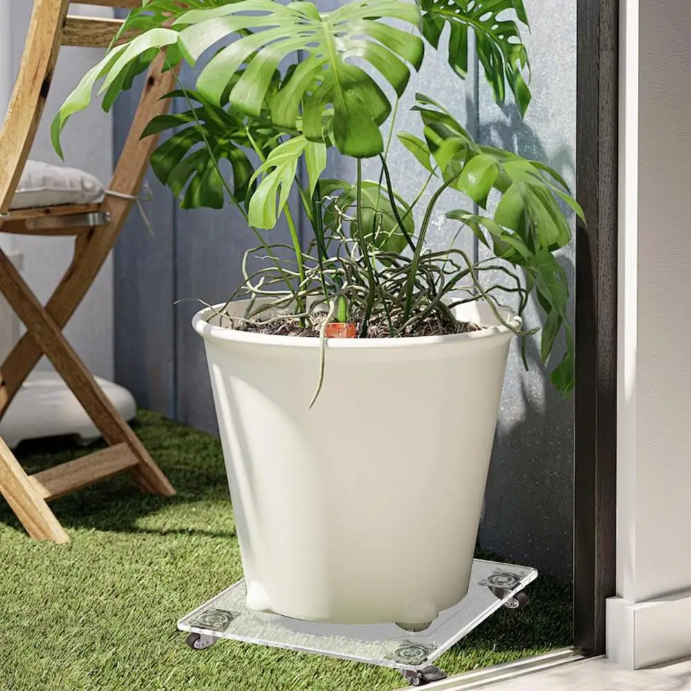

Transparent Plant Stand Transparent Acrylic Plant Caddy with Wheels Heavy Duty Flowerpot Stand for Indoor for Gardening for Room