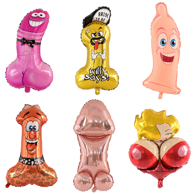 Funny Penis Foil Balloon Big Willy Shape Inflatable Ballons Bachelorette Party Bride To Be Decor Globos Hen Night Party Supplies