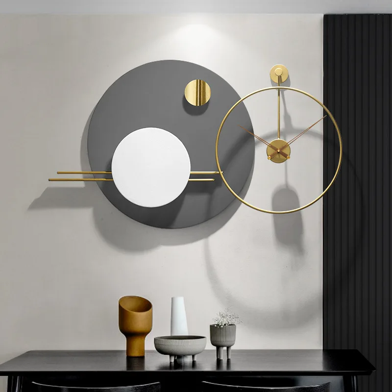 

Light luxury dining room decorative painting clock combination mural living room hanging painting modern simple sofa background