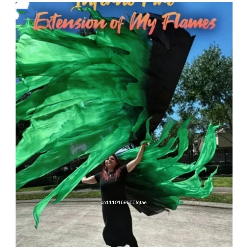 100% Real Silk Prophetic Praise Dance Flag 3 Layer Tail Rectangle Worship Flame Streamer Church Dance Swallow Flag For Stage