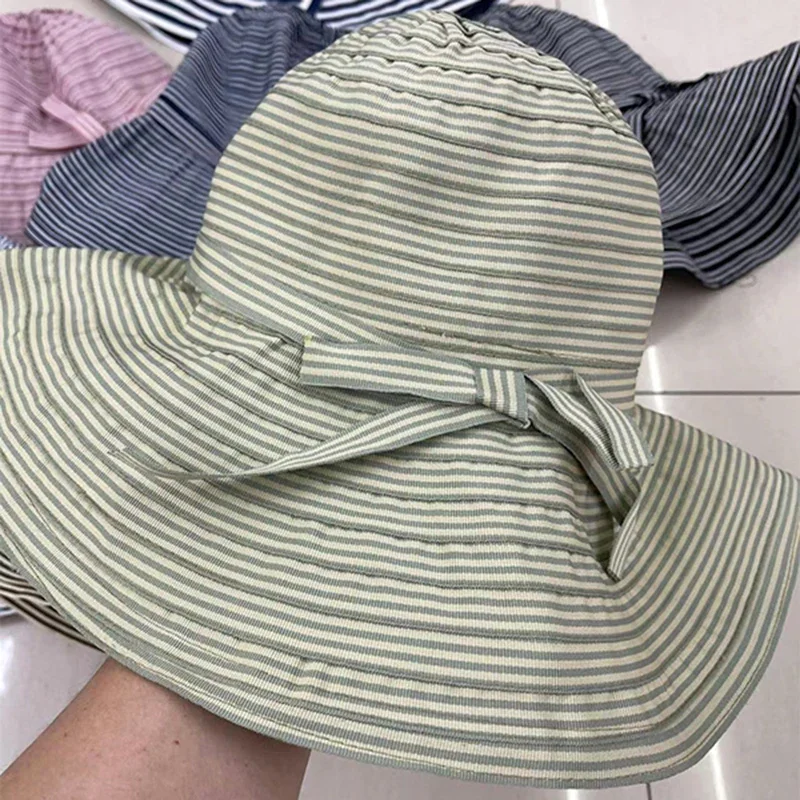 Chapeau Big EPG FishSuffolk à rayures pour femmes, pare-soleil de loisirs, chapeau de protection solaire pliable, printemps, été, automne, nouveau