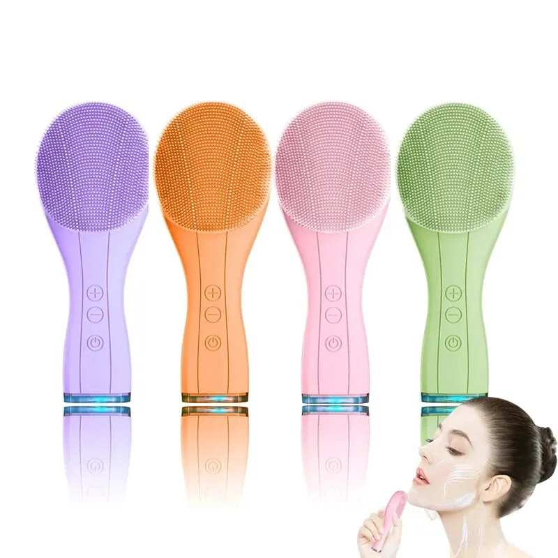 Facial Cleansing Brush Electric Deep Pore Cleaning Sonic Vibration Waterproof Acne Blackhead Remover Pore Cleaner Silicone