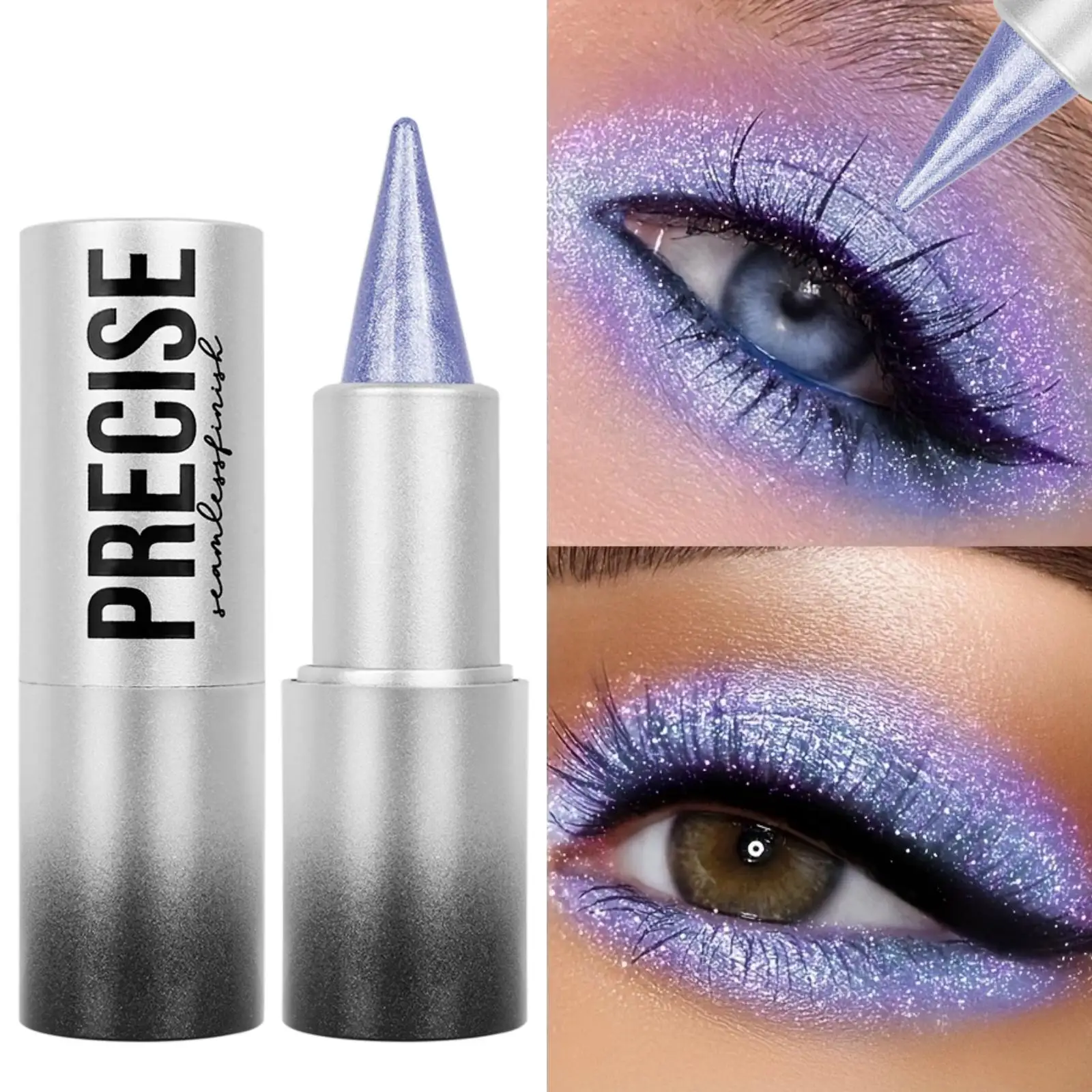 Delineador de ojos y lápiz de sombra de ojos con purpurina monocromática, resistente al agua, portátil, diseño de vanguardia, regalo navideño perfecto para niñas, 1 ud.