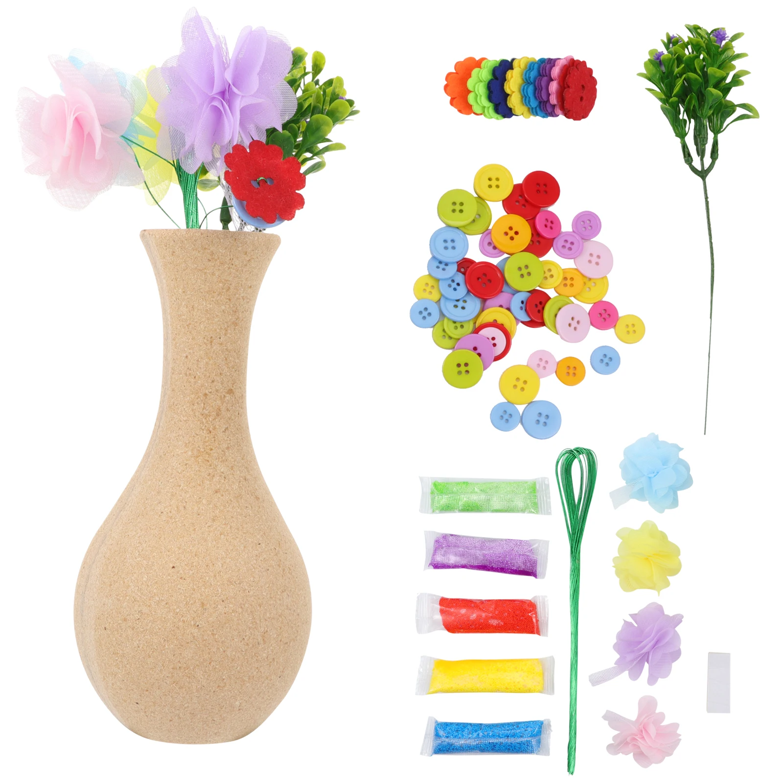 

Handmade Flowers DIY Kit 2 Sets Safe Materials Craft Vase Kids Projects Christmas Decoration Party Home Office Accessories