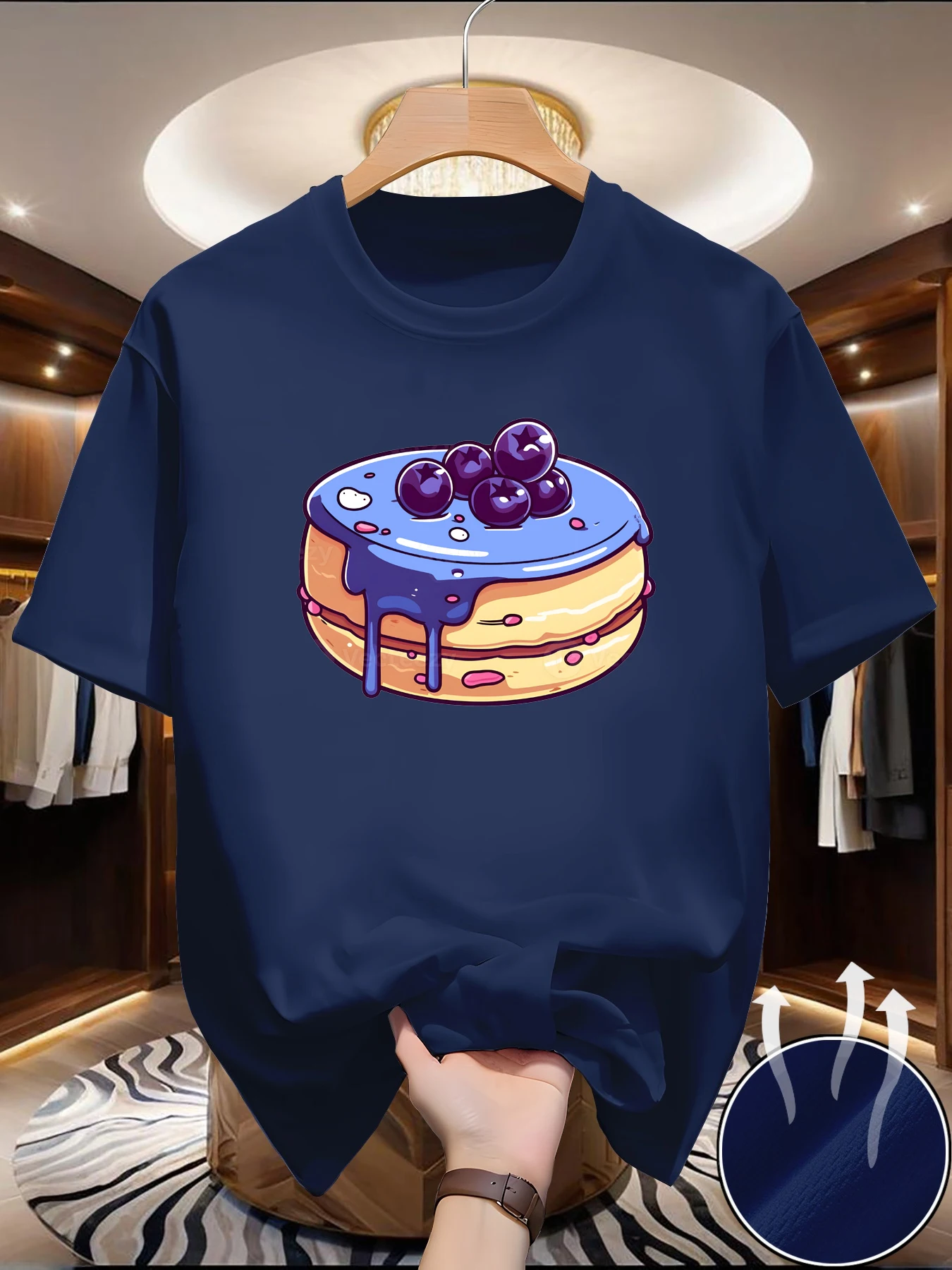 Sweet and trendy minimalist commuting cake design with printed short sleeves, summer youth fashion versatile T-shirt