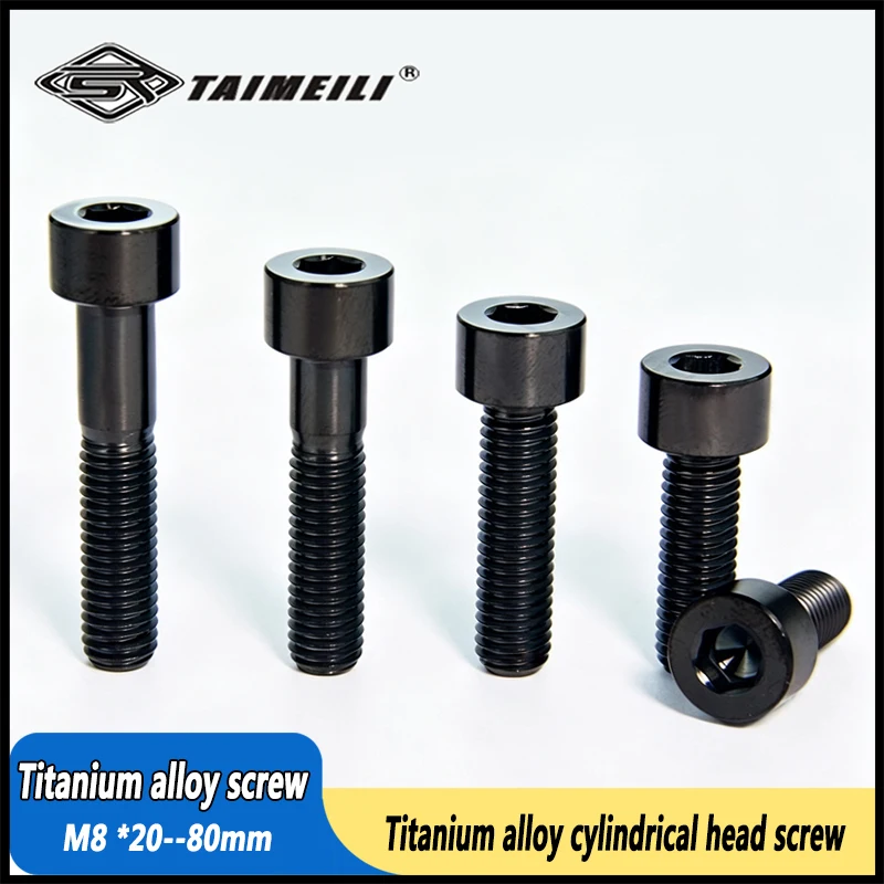 TAIMIELI  Titanium alloy cylindrical head Screws M8 *20/25/30/35--80mm hex socket Motorcycle Modification 1/4/8pcs