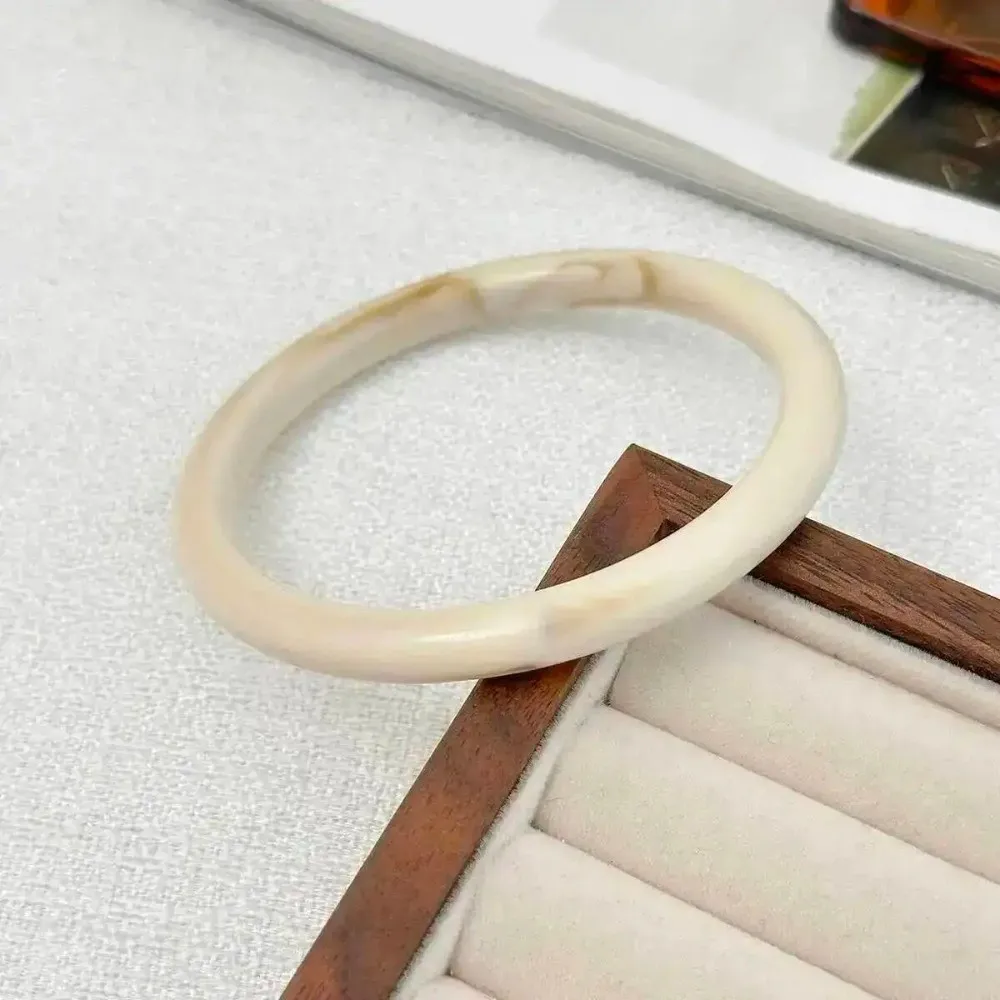 Vintage Resin Acrylic Bangle Bracelet 4 Styles Multi Layer Thin Bangle Round Shape Stacking Bangle Women
