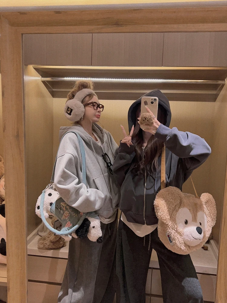 

Женская толстовка Yukiss Fce с капюшоном на флисовой подкладке, повседневная, с длинными рукавами, круглым вырезом, на молнии, стандартной длины