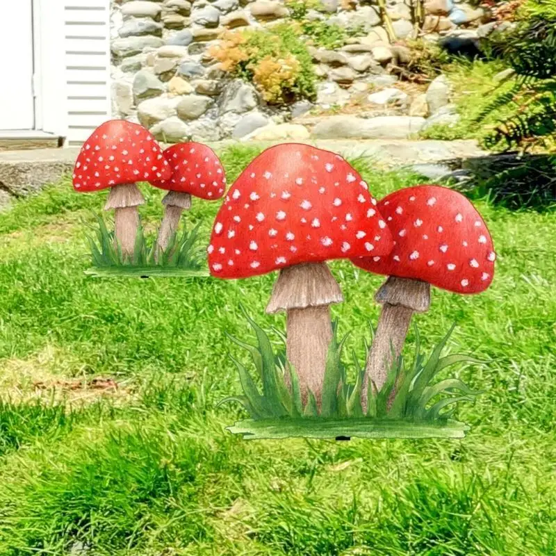 

L9NB 3D Mushroom Yard Sign Lawn Ornaments Statue for Outdoor Garden Stakes Decoration