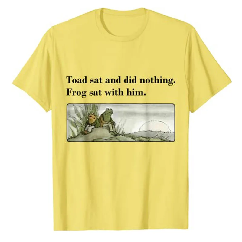 Toad Sat and Did Nothing Frog Sat with Him Apparel T-Shirt Funny Sayings Graphic Tee Tops Aesthetic Clothes Short Sleeve Blouses