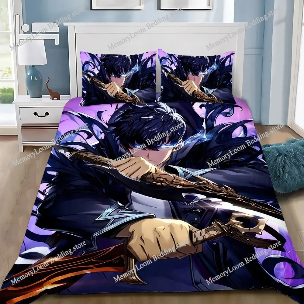 Anime Solo Leveling Duvet Cover Pillowcase Bedding Set Adult Boy Girl Bedroom Decoration Children Gift Single Double Large Size