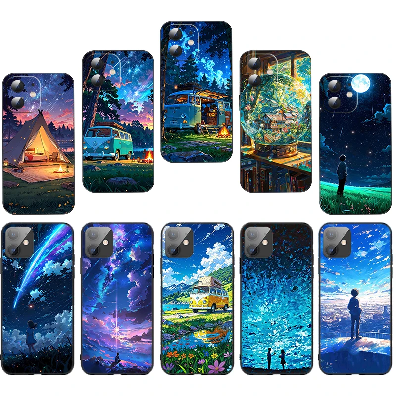 

X3 Anime Starry Sky Scene Soft Silicone Case for Moto Edge 20Lite G40 G41 G51 G22 G71 5G G9 Play G20 G100 Caver