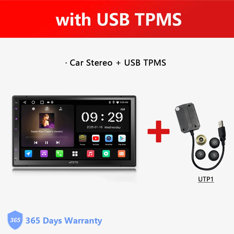 2-DIN Android autoradio met CarPlay, Android Auto, draadloze autoradio, 7 inch touchscreen met camera, GPS navigatie, Wi-Fi/BT/USB, DSP&EQ head unit