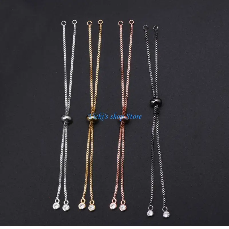 DIY أحجار الراين سحب سوار سلسلة موسع الشريحة مع الكرة ينتهي Jewe بسيط #3