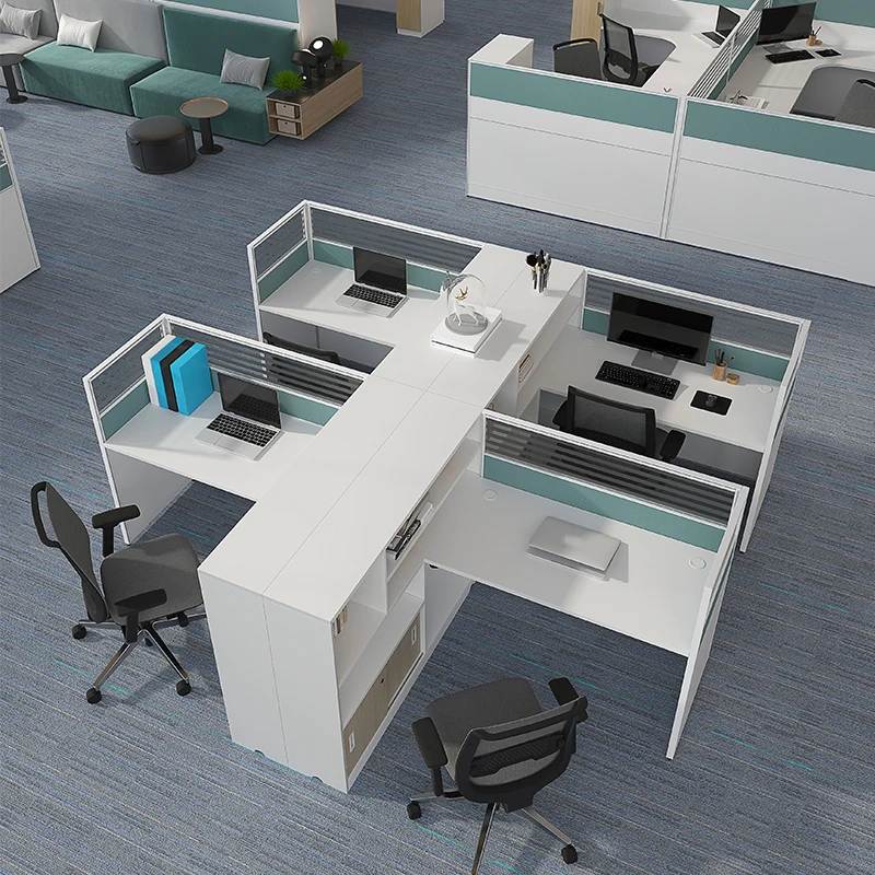 

Office Furniture Manufacturers Customizable Office Staff Table Escritorio Partition Workstation Table 4 Person Office Desk