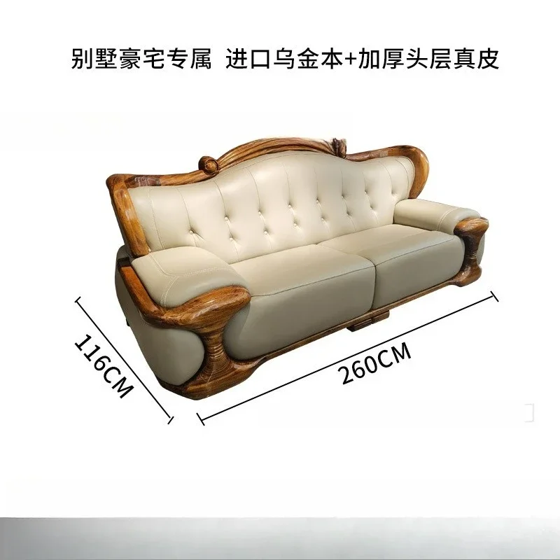 أريكة جلدية صلبة لغرفة المعيشة، فيلا من جلد البقر في الطابق الأول