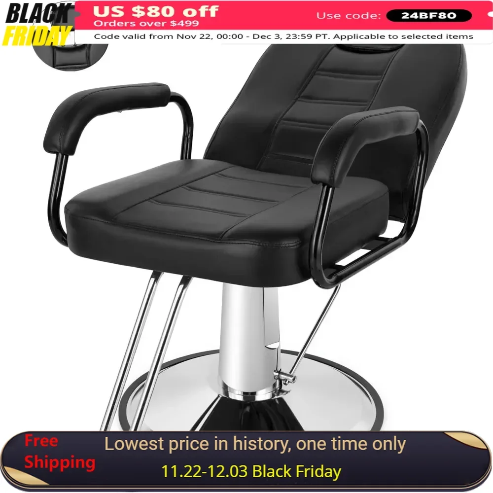 

Barber Chair, Heavy Duty Hydraulic Reclining Salon Chairs Spa Reclining, Salon Chair