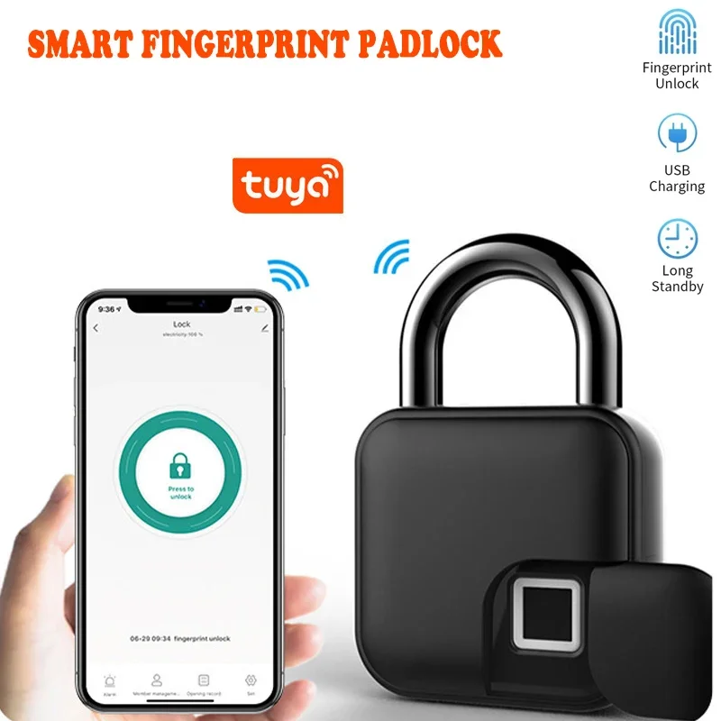 

Fingerprint Padlock Tuya Bluetooth Waterproof Smart Padlock Cabinet Lock Cabinet Lock Dormitory Anti-Theft Bag Luggage Lock