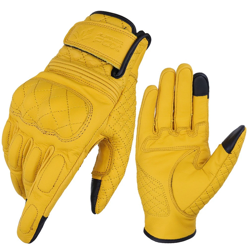 Motorcycle Riding Gloves Vintage Leather Protective Breathable Touch Screen Thickened Wear Resistant Four Seasons for Motorcycle