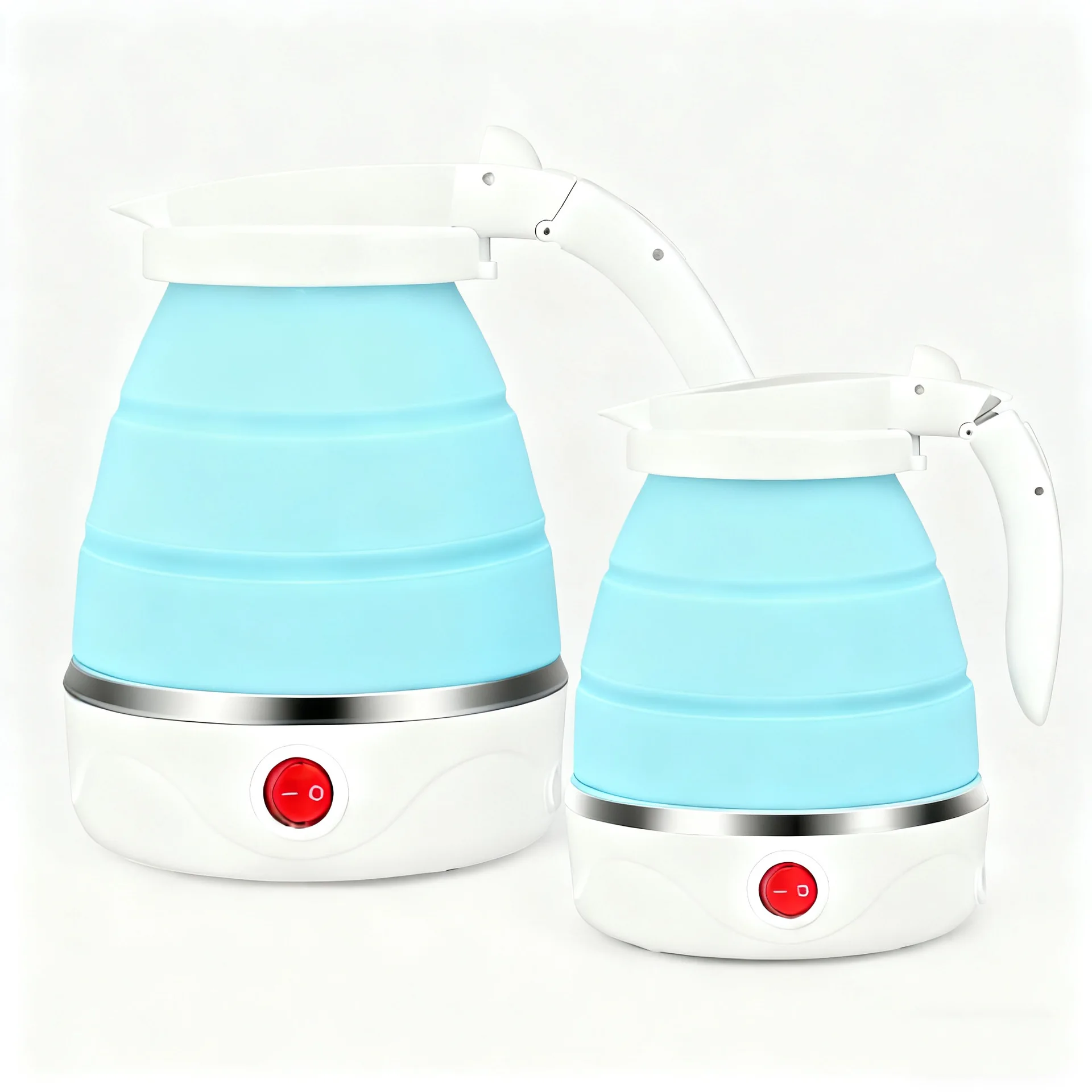 Silicone Foldable Electric Kettle 0.6L Upgraded Foldable Handle Portable Travel Water Kettle Auto Power Off for Dorm Hotel Trip