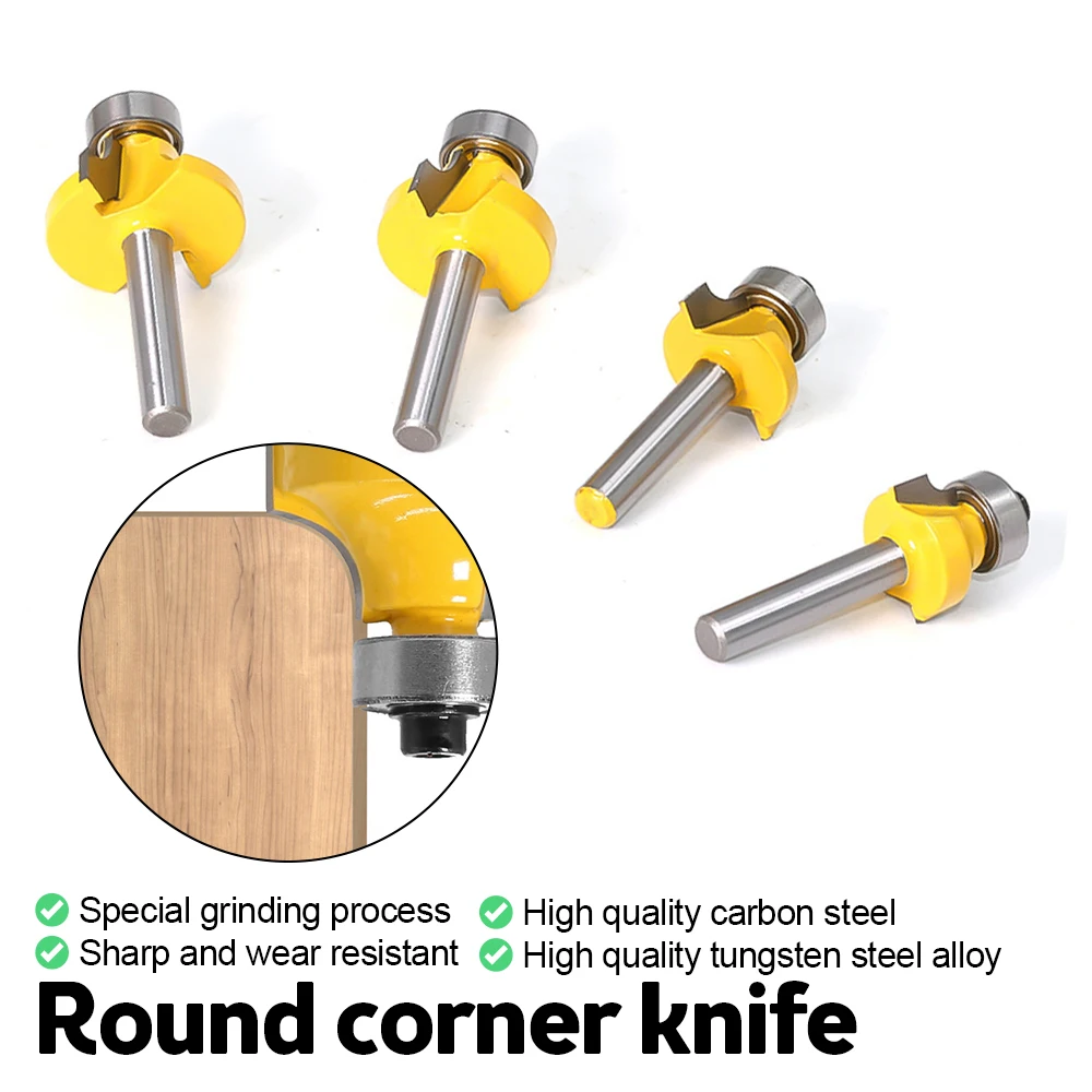 

6mm Shank Corner Rounding Over Router Bit With Bearing Wood Milling Cutter Tungsten Carbide Fillet Cutter For Woodworking Tool