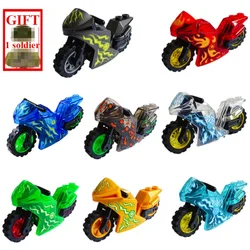 Off-Road Two-wheeled Motorcycle Military Scene Small Pellet Blocks Block Parts Boy Gift