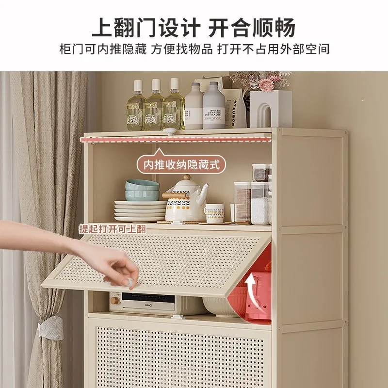 Cream wind kitchen side cabinet storage microwave oven side cabinet tea overall cabinet storage by h ^
