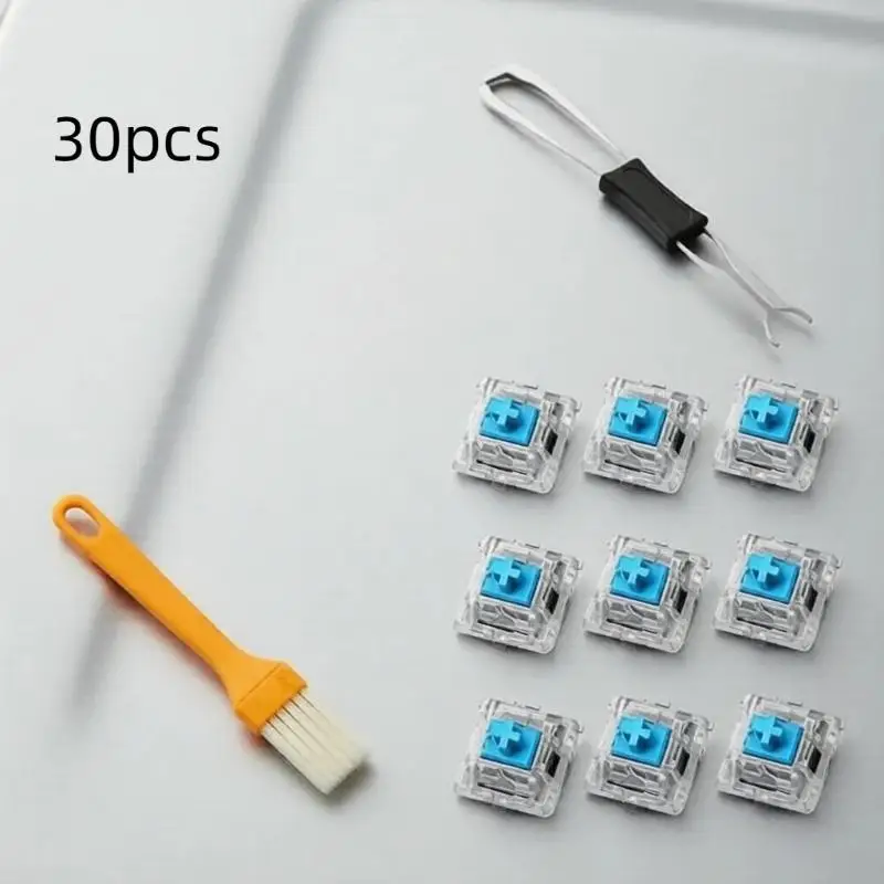 30Pcs 3 Pin Tactile Keyboard Switches With Cleaning Brush For DIY Custom Mechanical Keyboard Assembly