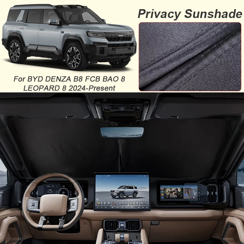 

Car Black Window Privacy Sunshade For BYD DENZA B8 FCB BAO 8 LEOPARD 8 2024-2026 Anti-UV Heat Insulation Protect Cover Accessory