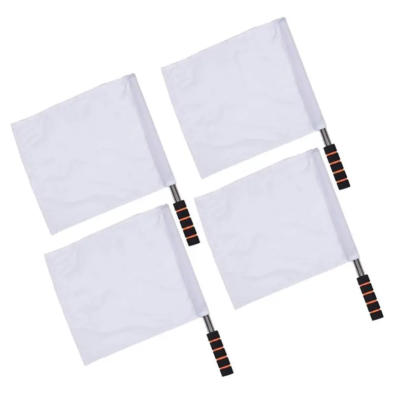 

ABMV-White Sports Referee Flag 4 Pieces Track And Field Event Referee Flag Football Goal Flag Flag Bearer Flag Sponge Handle Dur
