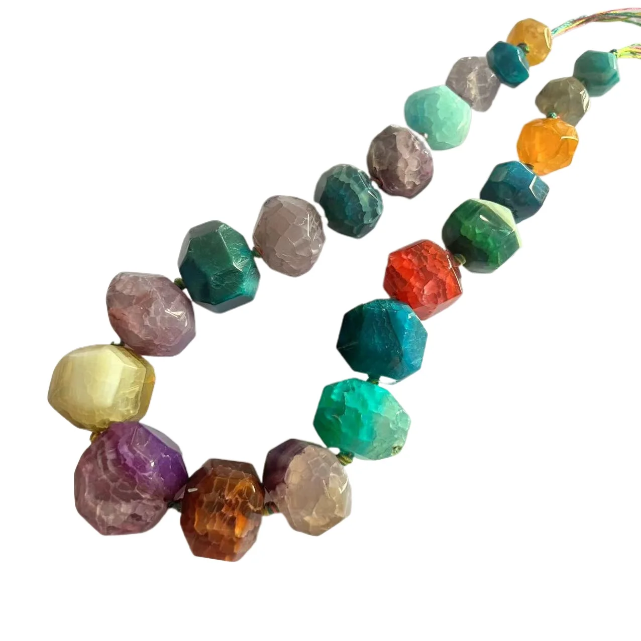 Mixed Color Quartz Agate Faceted Graduated Beads Strand 15-30mm Irregular Stone Necklace 380mm Jewelry Making Wholesale