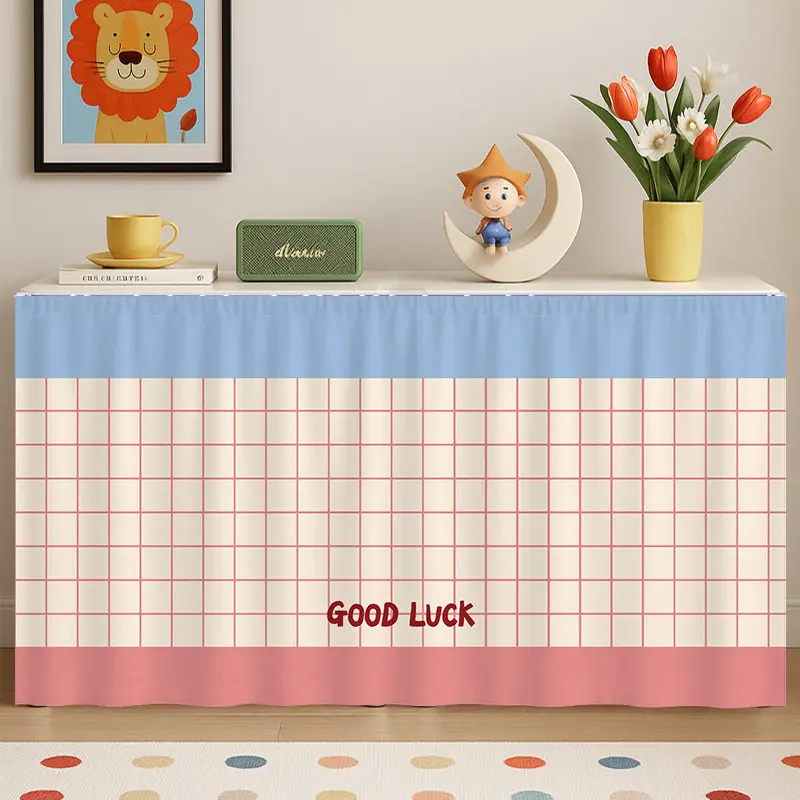 VIKAMA Kawaii Velcro Cabinet Curtain Bedroom Storage Wardrobe Shoe Cabinet Dustproof Shade Cover Home Decoration