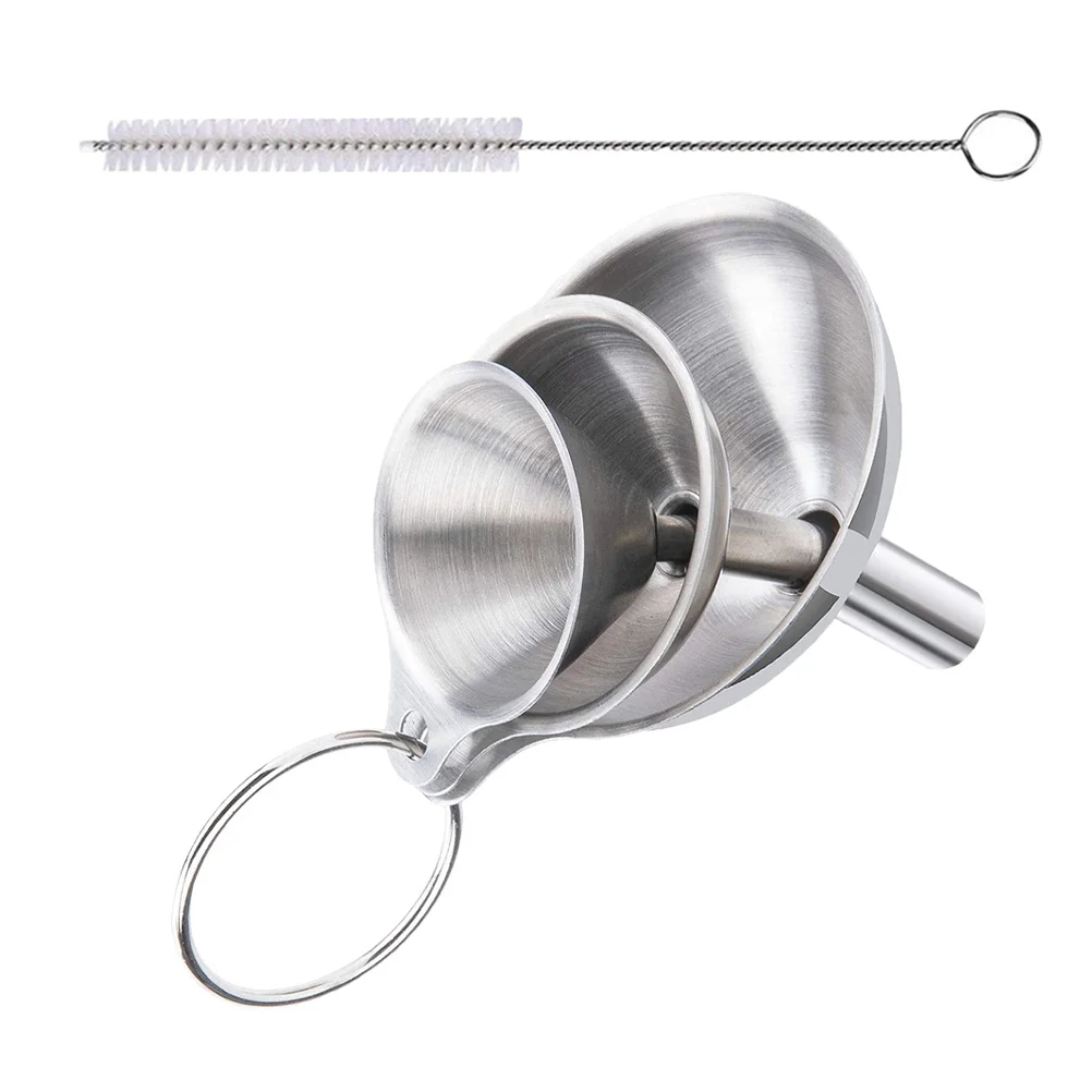 

Stainless Steel Funnel Filter Kitchen Oil Hopper Soy Sauce for Daily Use Wide Mouth Liquid Nylon