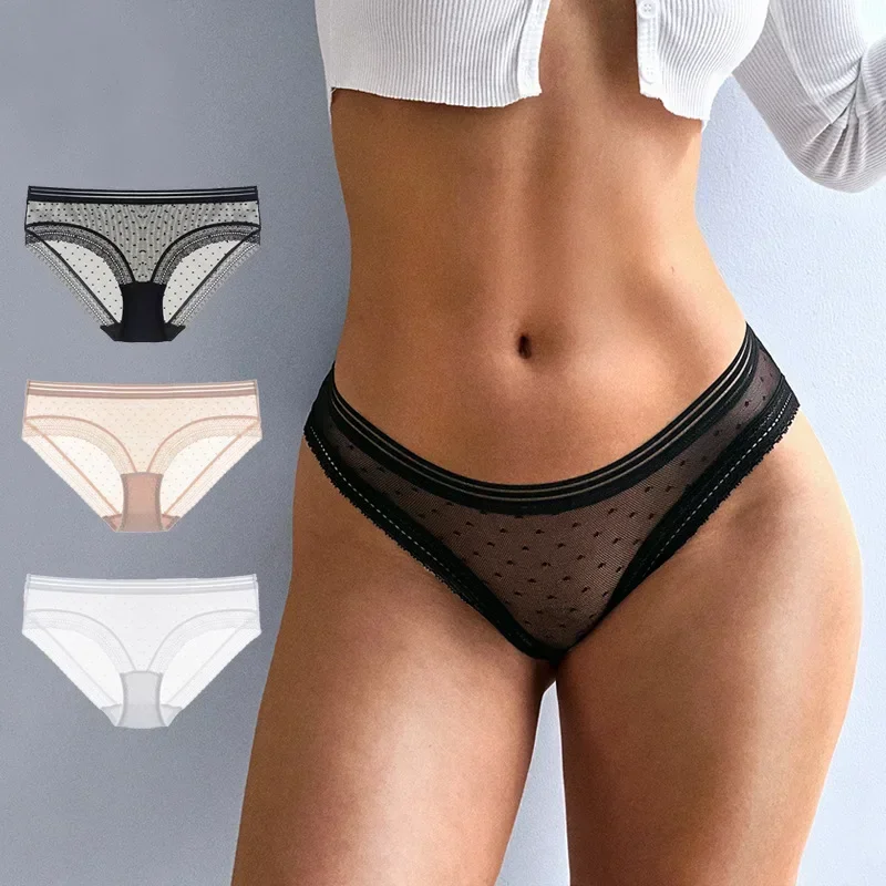 Women Sexy Lace Panties Low-Waist Panty Female Underwear Soft Breathable Briefs Mesh Fashion Lady Thin Transparent Lingerie