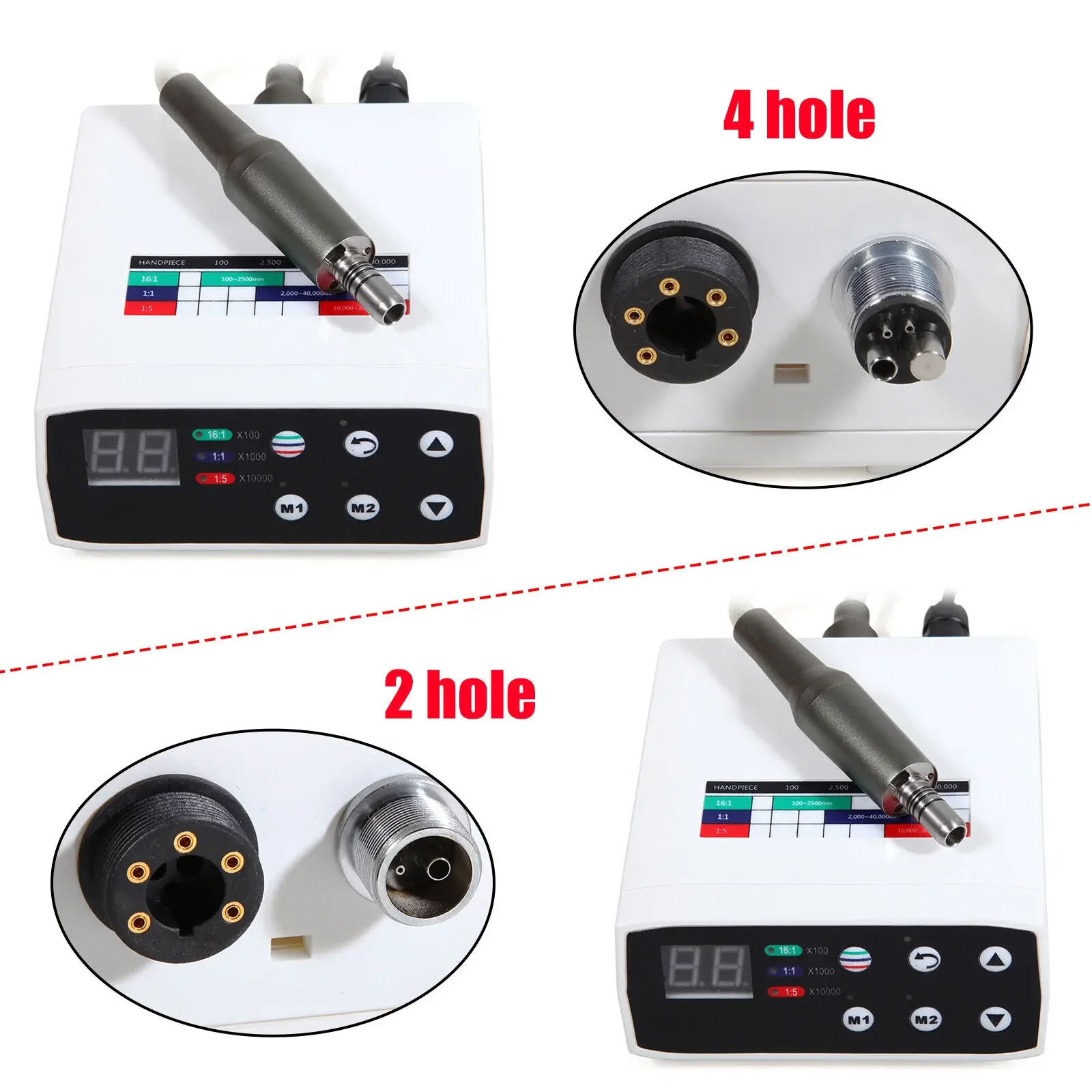 Dental Brushless LED Electric Micro Motor 2/4Hole Compatiable With 1:1 1:5 16:1 Fiber Optic Led Contra Angle Handpiece Fit Nsk