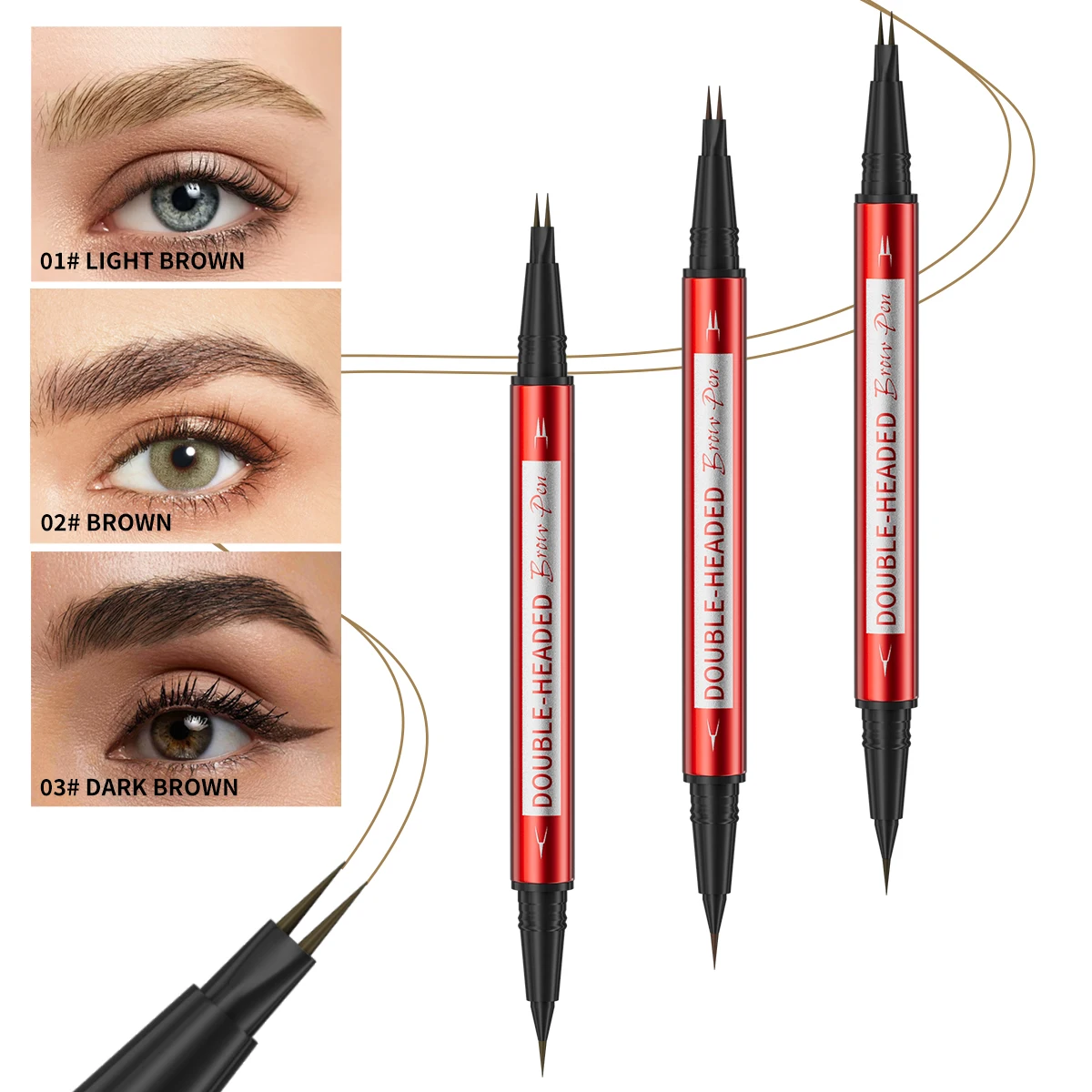 Waterproof Liquid Eyeliner Pen - Ultrafijne wenkbrauwpen Langdurig, veegvast, waterdicht, zweetbestendig,