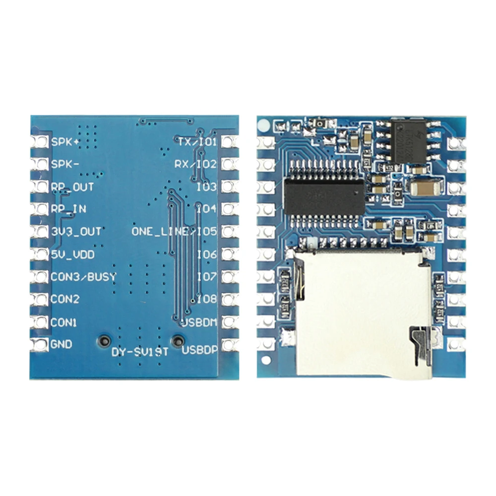 USB MP3 Player Amplifier Board 5W Voice Sound Playback Module 4MBytes Flash TF Card DY-SV19T I/O Trigger 8Bit GPIO UART Contorl