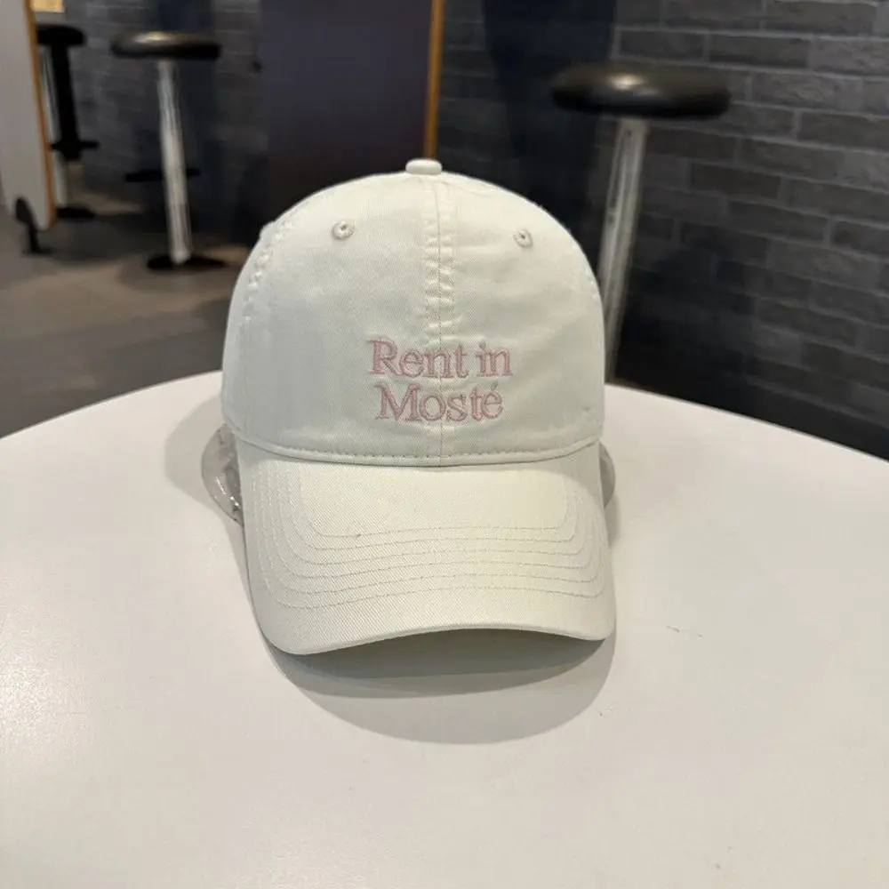 Soft Top Construction Embroidered Baseball Cap Adjustable Metal Buckle Big Head Friendly Morandi Color Sun Hat
