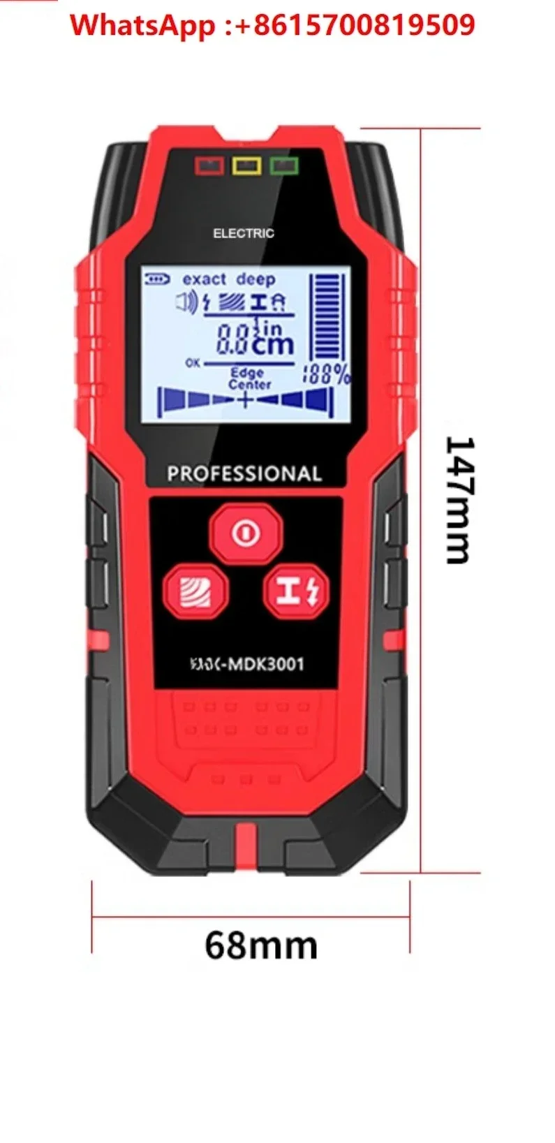 Multifunctional wall detector Measurement of wires in load-bearing walls Concrete reinforcement Metal dark line scanning