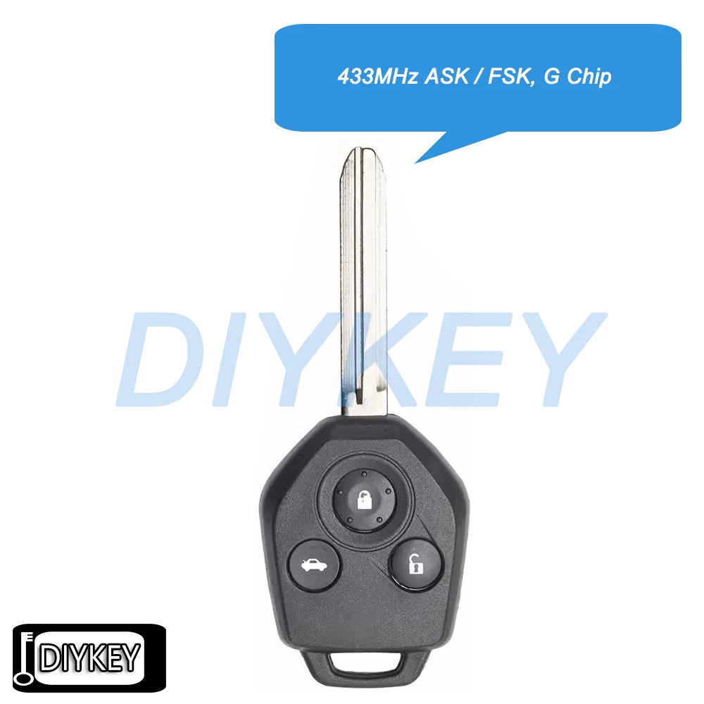 Chiave telecomando per auto a 3 pulsanti 433 MHz ASK / FSK G Chip di ricambio per Subaru Forester Impreza XV 2013 2014 2015 2016 2017