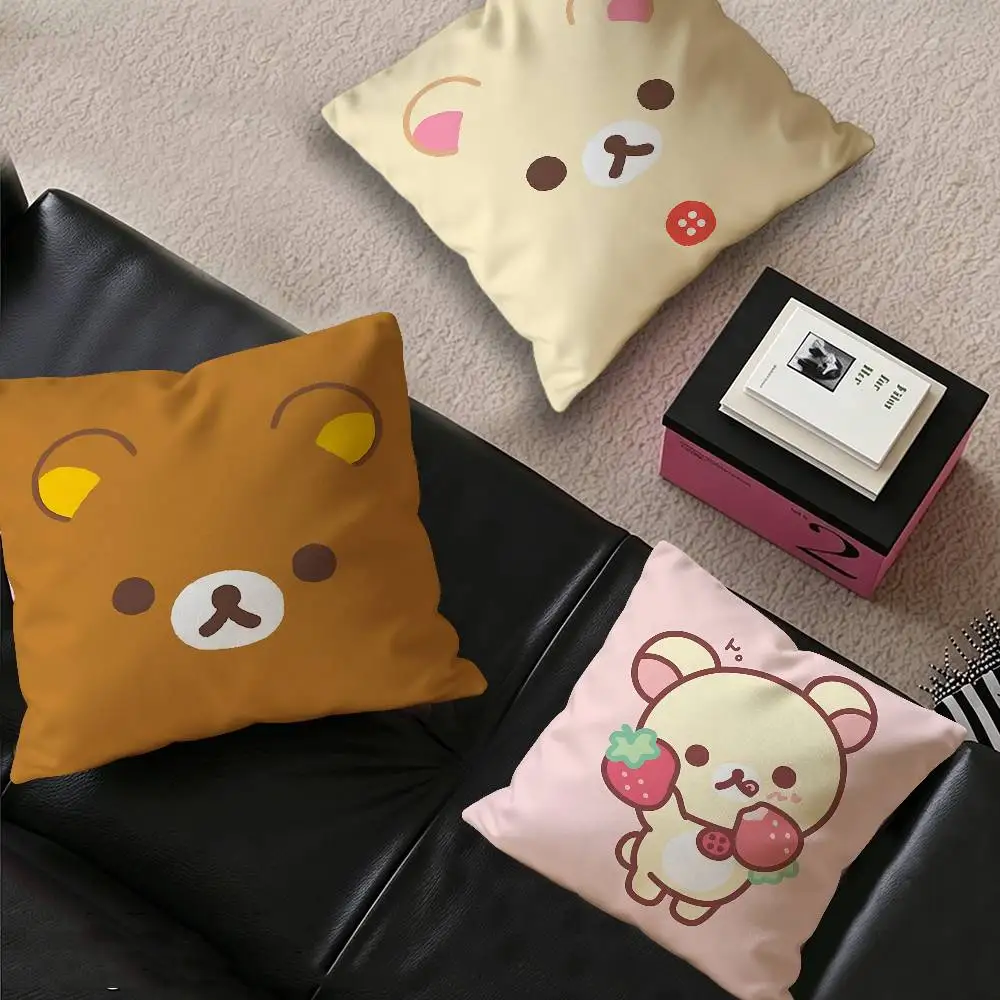 Cute Cartoon Rilakkuma Maple Design Cushion Cover Happy Autumn Harvest decor Holiday Decorati Pillow Cover